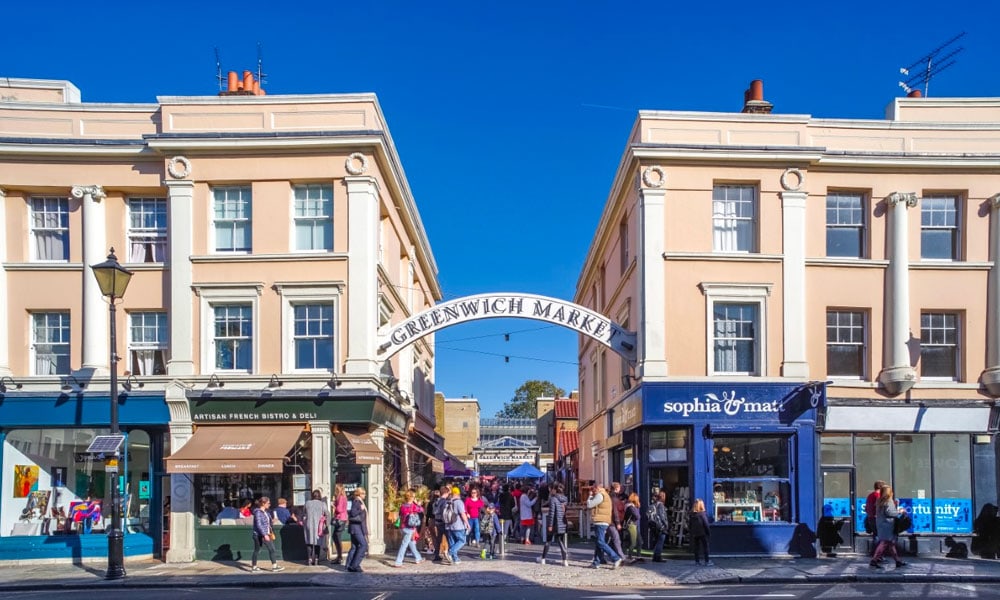 This image has an empty alt attribute; its file name is london-travel-greenwich-market.jpg