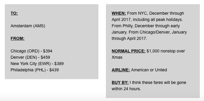 Scott's Cheap Flights Amsterdam 